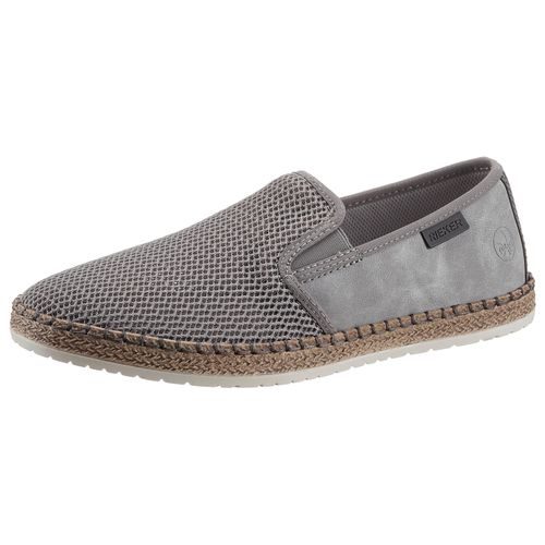 Espadrille RIEKER, Herren, Gr. 46, grau, Nubuklederimitat, Textil, sportlich, Schuhe Slipper, Sommerschuh, Slipper, Freizeitschuh im Materialmix