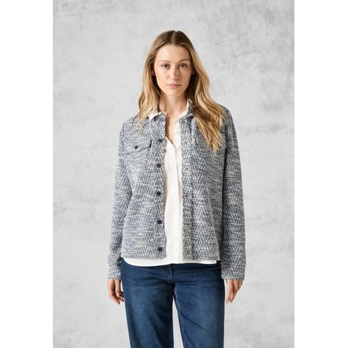 Kurzjacke CECIL, Damen, Gr. XL (44), schwarz, Stoff, 60% Polyester, 22% Baumwolle, 17% Viskose, 1% Elasthan , gemustert, casual, normal normal, V-Ausschnitt, Langarm Bündchen, Jacken, mit Brusttaschen