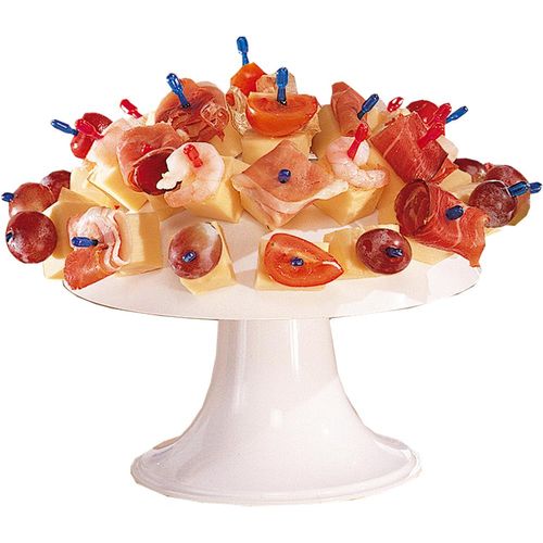 Servierplatte RUCO, weiß, H:14cm Ø:17cm, Kunststoff, Servierplatten, Partypilz mit 32 Spießen - 2er Set