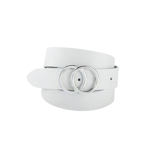 Koppelgürtel BERND GÖTZ, Damen, Gr. 105, weiß, Leder, unifarben, Gürtel, mit Doppelringschließe