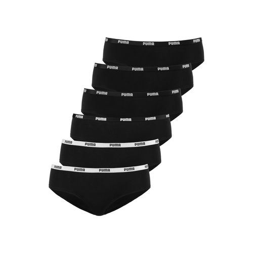 Hipster PUMA, Damen, Gr. XS, schwarz, Obermaterial: 95% Baumwolle, 5% Elasthan, unifarben, bedruckt, eng, Unterhosen, mit elastischem Logobündchen