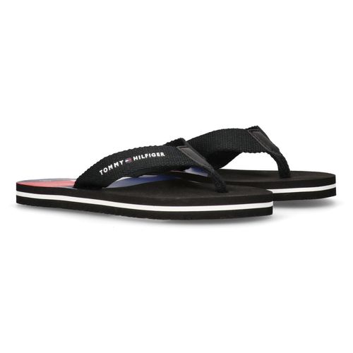 Zehentrenner TOMMY HILFIGER, Kinder, Gr. 35, schwarz, Polyester, casual, Schuhe, Slides, Sandale mit Zehensteg