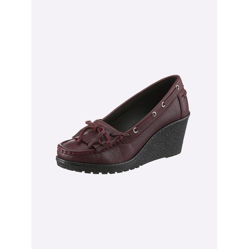 Pumps HEINE, Damen, Gr. 37, rot (bordeaux), Leder, Rindsleder, Glattleder, modisch, Schuhe