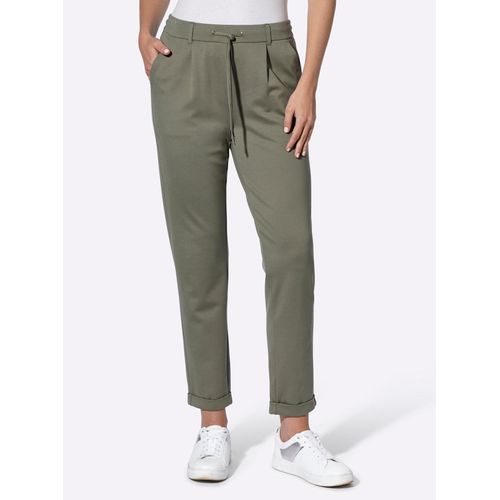 Jogger Pants INSPIRATIONEN, Damen, Gr. 25, Kurzgrößen, grün (khaki), 58% Viskose, 36% Polyamid, 6% Elasthan, unifarben, Hosen