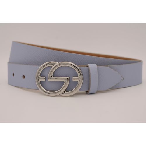 Ledergürtel ANNAMATONI, Damen, Gr. 80, blau (sky), Rindsleder, unifarben, casual, Gürtel, mit silberner Schließe