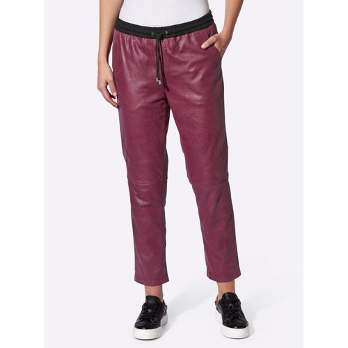 Lederhose HEINE, Damen, Gr. 38, Normalgrößen, rot (bordeaux), 100% Lammnappaleder, unifarben, Hosen