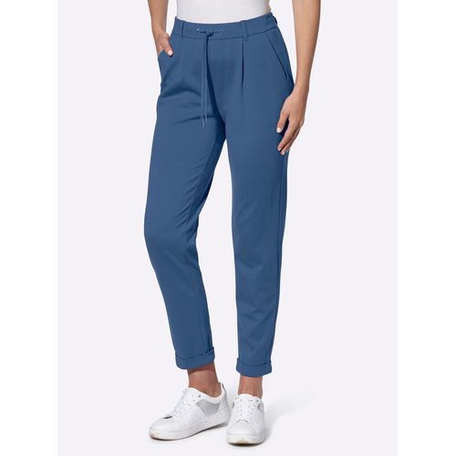Jogger Pants INSPIRATIONEN, Damen, Gr. 24, Kurzgrößen, blau (jeansblau), 58% Viskose, 36% Polyamid, 6% Elasthan, unifarben, Hosen