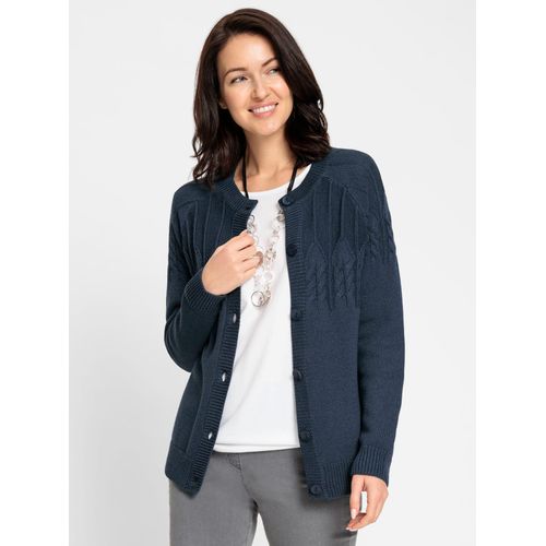 Strickjacke INSPIRATIONEN, Damen, Gr. 36, blau (dunkelblau, meliert), 50% Baumwolle, 50% Polyacryl, meliert, Strickjacken