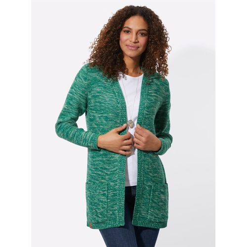 Strickjacke CASUAL LOOKS, Damen, Gr. 48, grün (grün, meliert), 54% Baumwolle, 46% Polyacryl, meliert, unifarben, Strickjacken
