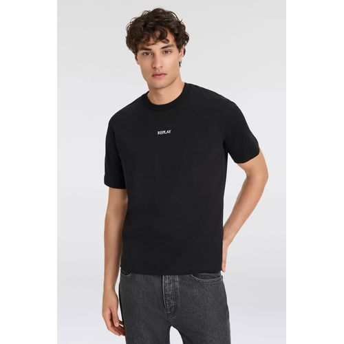 Oversize-Shirt REPLAY, Herren, Gr. XL, schwarz, Jersey, Obermaterial: 100% Baumwolle, unifarben, casual, oversize, Rundhals, Kurzarm, Shirts