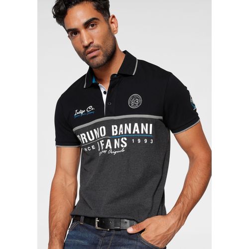 Poloshirt BRUNO BANANI, Herren, Gr. XXL (60/62), grau (anthrazit, schwarz), Piquu00e9, Obermaterial: 75% Baumwolle, 20% Polyester, 5% Elasthan, bestickt, bedruckt, casual, körpernah, Kurzarm Bündchen, Shirts, Kurzarm, körpernahe Passform, mit Polokragen, Topseller