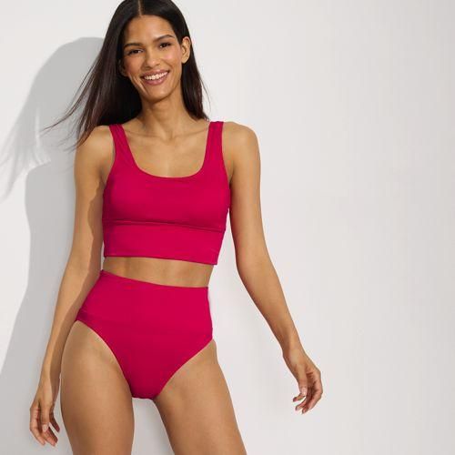 Komfort-Midkini Ottoman, zweiteilig, Damen,  Rot, Elasthan/Nylon-Mischung, by Lands' End