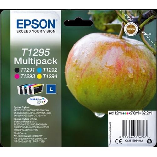 EPSON - Tintenpatrone EPSON T1295 Schwarz + 3 Farben | Blasen Sie ein 4 -Stück | 8 Stücke