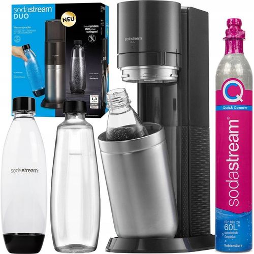 SodaStream Wassersprudler Duo Titan Set mit Glasflasche Kunststoffflasche