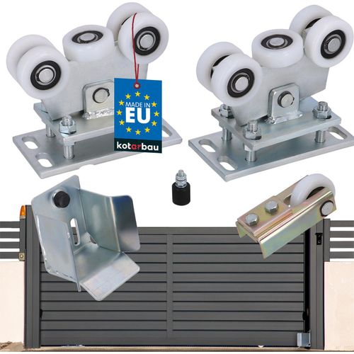 KOTARBAU® Laufrolle für Schiebetor Set 5-Rollen Profil 80x80 mm Torrollen verzinkter Stahl Laufrollen für Eingangstore Schiebetore Komplettset Schiebetür Schiene Laufschiene mit Rollen Bodenführung
