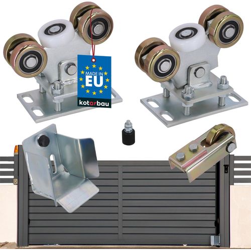 KOTARBAU® Laufrolle für Schiebetor Set 5-Rollen Profil 80x80 mm Torrollen verzinkter Stahl Laufrollen für Eingangstore Schiebetore Komplettset Schiebetür Schiene Laufschiene mit Rollen Bodenführung