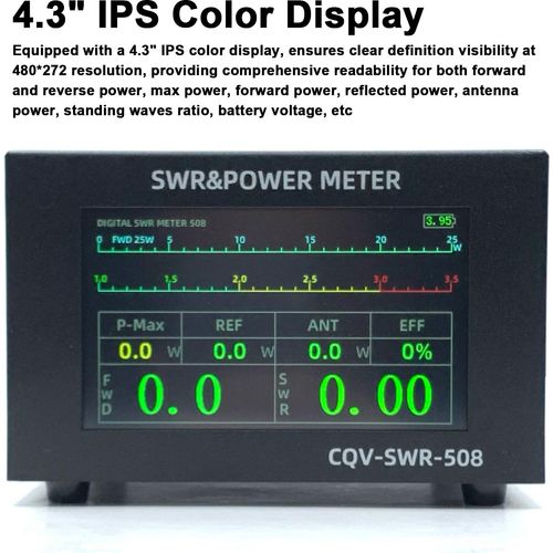 200W Digitales Hochleistungs-SWR-Messgerät mit 1,8-54Mhz Frequenz 4,3 Zoll IPS-Farbdisplay Automatische Abschaltung und Feinabstimmungsmöglichkeiten