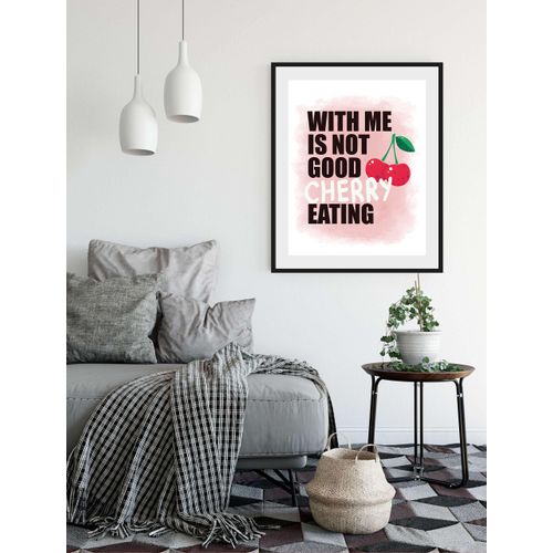queence Bild »CHERRY«, Schriftzug-Humor-Sprüche & Texte-Süssigkeiten-Motivationsbilder-Obst-Obst Bilder, (1 St.), HD Premium Poster-Druck inkl. Holzrahmen