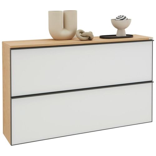 Dieter Knoll Hängeschuhschrank , Anthrazit, Weiß, Eiche , Holzwerkstoff , Balkeneiche , furniert , 8 Fächer , 140x83x31 cm , Goldenes M, Made in