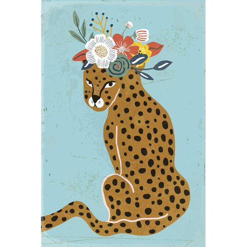 queence Metallbild »Leopard«, Sprüche-Leopard-Blumen, (1 St.), Stahlschild, Blechschild, Leopard mit Blumenkranz