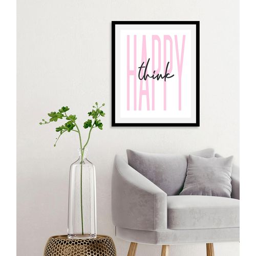 queence Bild »think happy«, Schriftzüge-Schriftzug-Sprüche & Texte-Humor-Motivationsbilder, (1 St.), gerahmt