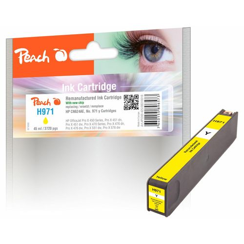 Peach HP 971 y Druckerpatrone ye ersetzt HP No. 971 y, CN624A für z.B. HP OfficeJet Pro X 450, HP OfficeJet Pro X 451 dn, HP OfficeJet Pro X 451 dw (wiederaufbereitet)