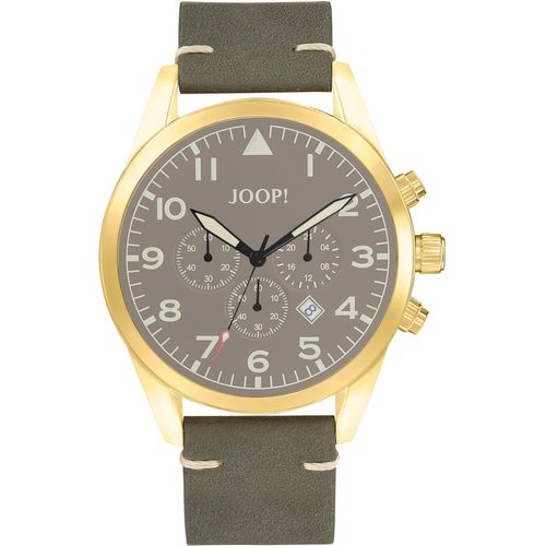 Chronograph JOOP, gold (dunkelgrau), Armbanduhren, Herren, Armbanduhr, Quarzuhr, Herrenuhr, Stoppfunktion, Lederarmband