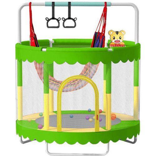 Kindertrampolin 150 cm mit Schutznetz, Schaukel und Ausstattung Orange