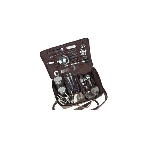 Bartasche aus Leder, braun, Prime Bar - mit Barzubehör (Tin in Tin)