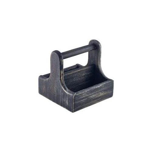 Table Caddy / Bar Organizer, Holz, schwarz - 15x15,3x15cm