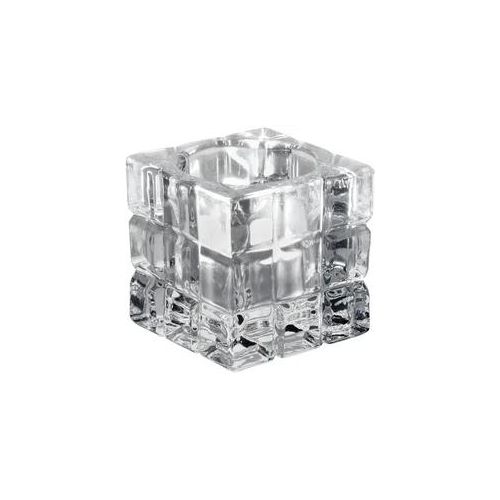 Teelichthalter Würfelmuster eckig, transparent - 6,2x6,2x6,2cm