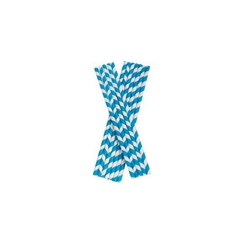 Trinkhalme, Papier (8x255mm) - blau-weiß gestreift