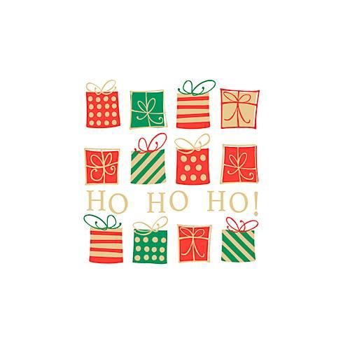 Servietten Papstar Christmas Gifts, 3-lagig, 1/4 Falz, saugfähig, reißfest, B 330 x H 330 mm, Recyclingpapier, mehrfarbig, 20 Stück