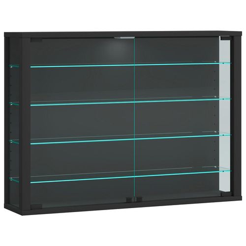 Mid.you Hängevitrine Vitrosa , Anthrazit , Glas , 4 Fächer , 83x60x18 cm , hängend , Wohnzimmer, Wohnwände, Vitrinenschränke