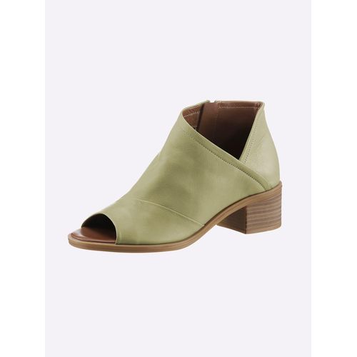 Sandalette, Damen, Gr. 36, grün (salbei), Leder, Glattleder, modisch, Schuhe Sommerboots Schaftsandale Ankleboots