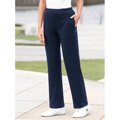 Sporthose HAJO, Damen, Gr. 40, Normalgrößen, blau (marine), 62% Baumwolle, 33% Polyester, 5% Elasthan, unifarben, lang, Hosen