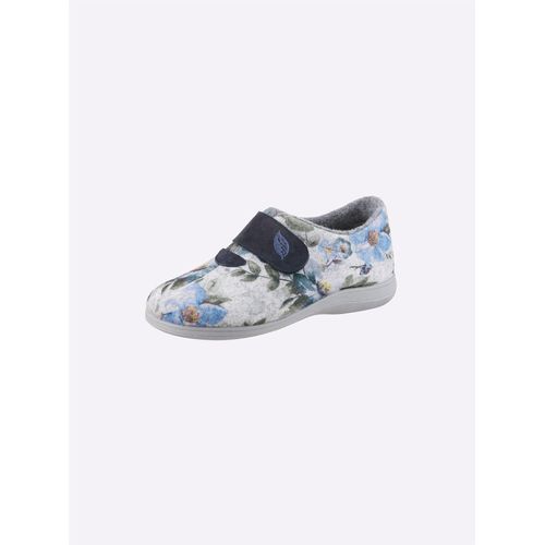 Hausschuh WALDLÄUFER, Damen, Gr. 36, bleu, geblümt, Textil, Basic, Schuhe
