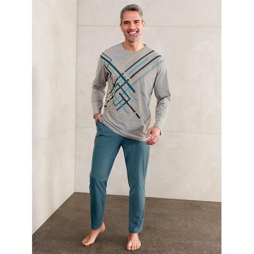 Schlafanzug WÄSCHEPUR, Herren, Gr. 52/54, petrol, dunkelrot, 88% Baumwolle, 12% Polyester, Homewear-Sets