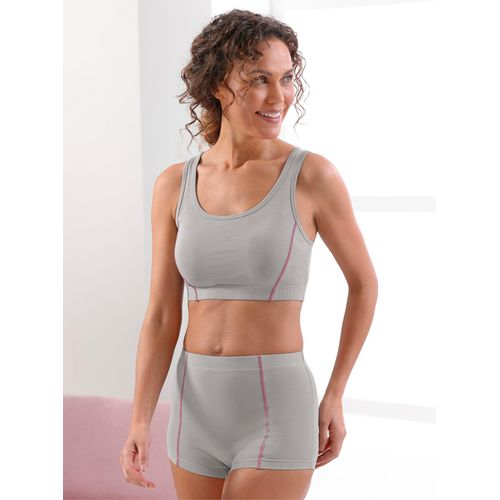 Bustier WÄSCHEPUR, Damen, Gr. 52/54, steingrau, magenta, 95% Baumwolle, 5% Elasthan, BHs