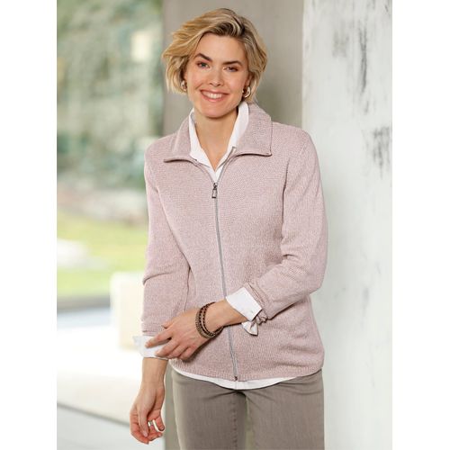 Strickjacke CLASSIC BASICS, Damen, Gr. 36, grau (puder, hellgrau, meliert), 100% Polyacryl, meliert, Strickjacken
