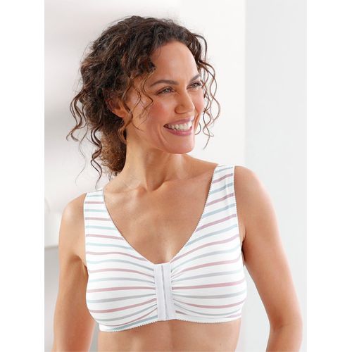 Bustier WÄSCHEPUR, Damen, Gr. 44/46, weiß, mauve, mint, gestreift, 95% Baumwolle, 5% Elasthan, BHs