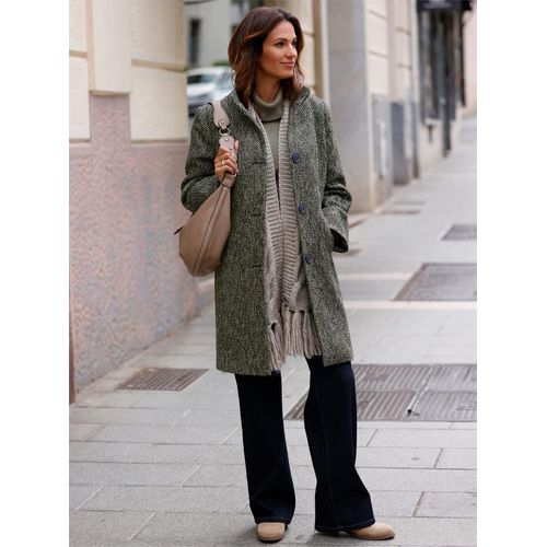 Wintermantel INSPIRATIONEN, Damen, Gr. 46, oliv, marine, gemustert, 67% Polyester, 11% Polyacryl, 10% Viskose, 5% Polyamid, 4% Baumwolle, 3% Wolle, gemustert, Mäntel