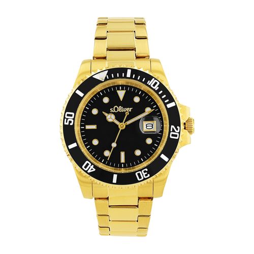 Quarzuhr S.OLIVER, gold (goldfarben), Armbanduhren, Herren, Armbanduhr, Herrenuhr, Edelstahlarmband, analog, Tag
