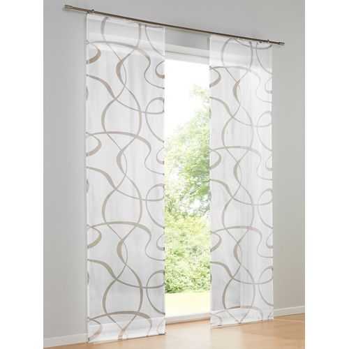 Schiebegardine HEINE HOME Gr. 3, grau (weiß, taupe), B:60cm H:225cm, Polyester, Gardinen