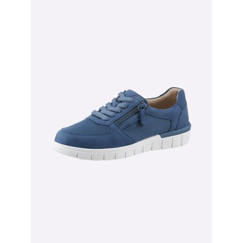 Sneaker CAPRICE, Damen, Gr. 42, blau (mittelblau), Veloursleder, Veloursleder, sportlich, Schuhe