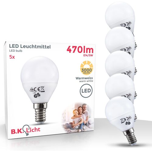 B.K.LICHT LED-Leuchtmittel, F (A-G), weiß, L:8,1cm Ø:4,6cm, Leuchtmittel, LED-Lampe Glühbirne 5 Watt 470 Lumen 3.000 Kelvin Energiesparlampe