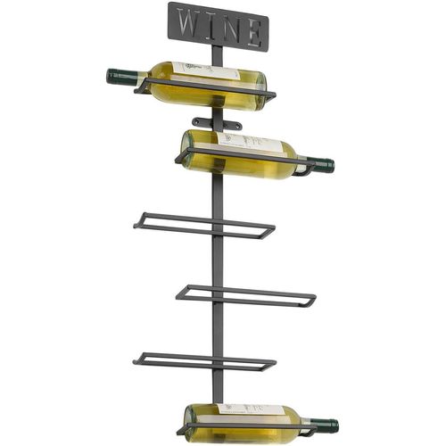 Flaschenregal LOCKER, schwarz, B:33cm H:80cm T:10cm, Regale, für 6 Flaschen zum Aufhängen