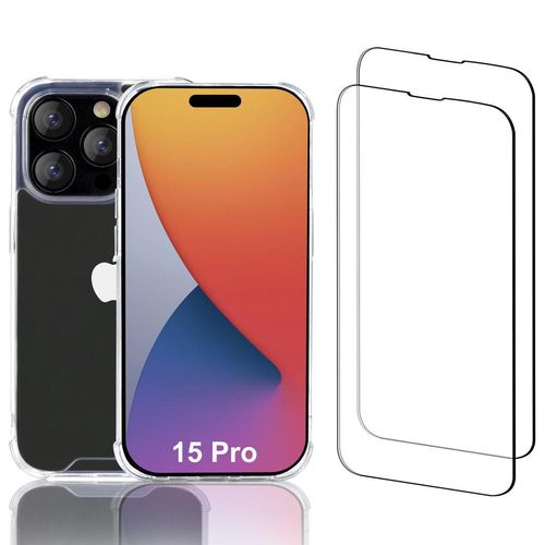 Hülle iPhone 15 Pro und 2 schutzfolien - Recycelter Kunststoff - Transparent