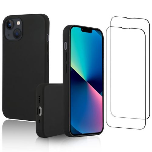 Hülle iPhone 13 mini und 2 schutzfolien - Silikon - Schwarz