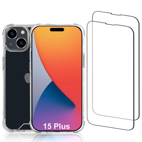 Hülle iPhone 15 Plus und 2 schutzfolien - Recycelter Kunststoff - Transparent